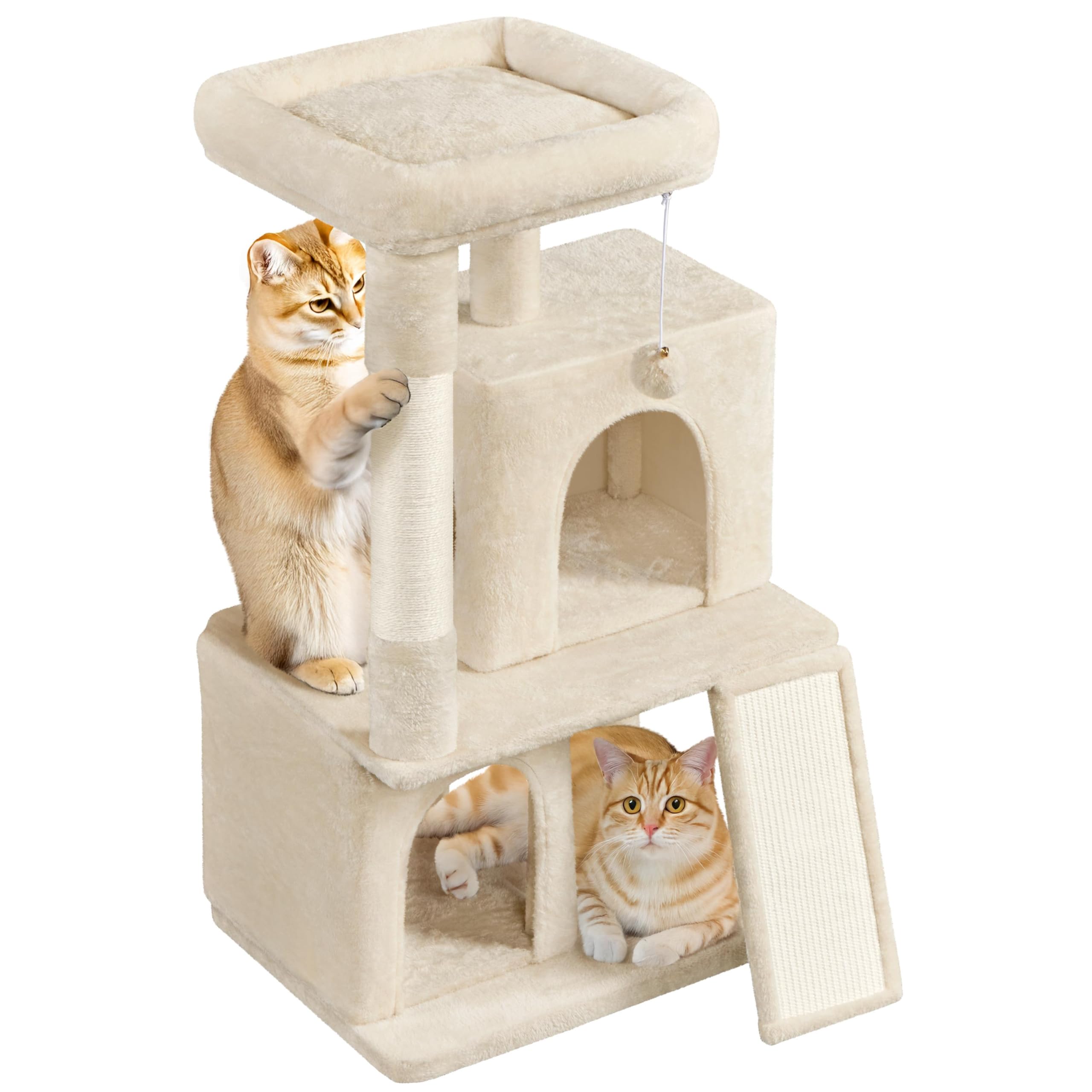Yaheetech Tiragraffi Albero per Gatti con Trespolo Grande 106 cm Gioco Giocattolo per Gatti Grigio Chiaro