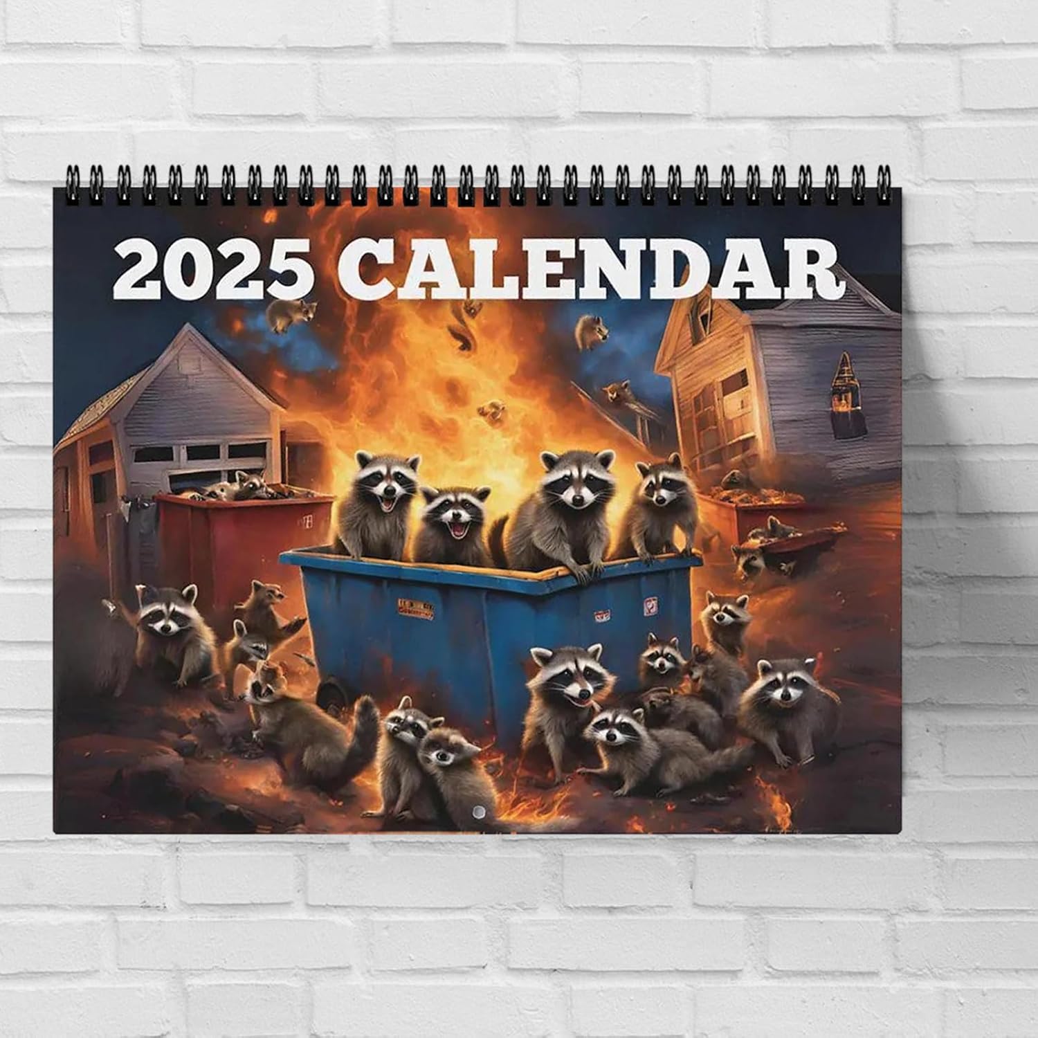 2025 Raccoon Dumpster Fire Calendar, Cute Raccoons Monthly