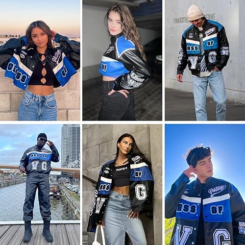 Miniatura 3 de Aelfric Eden Chaqueta de carreras para hombre, chaqueta de gran tamaño, chaqueta de cuero Nascar, chaqueta bomber para mujer, abrigos casuales unisex