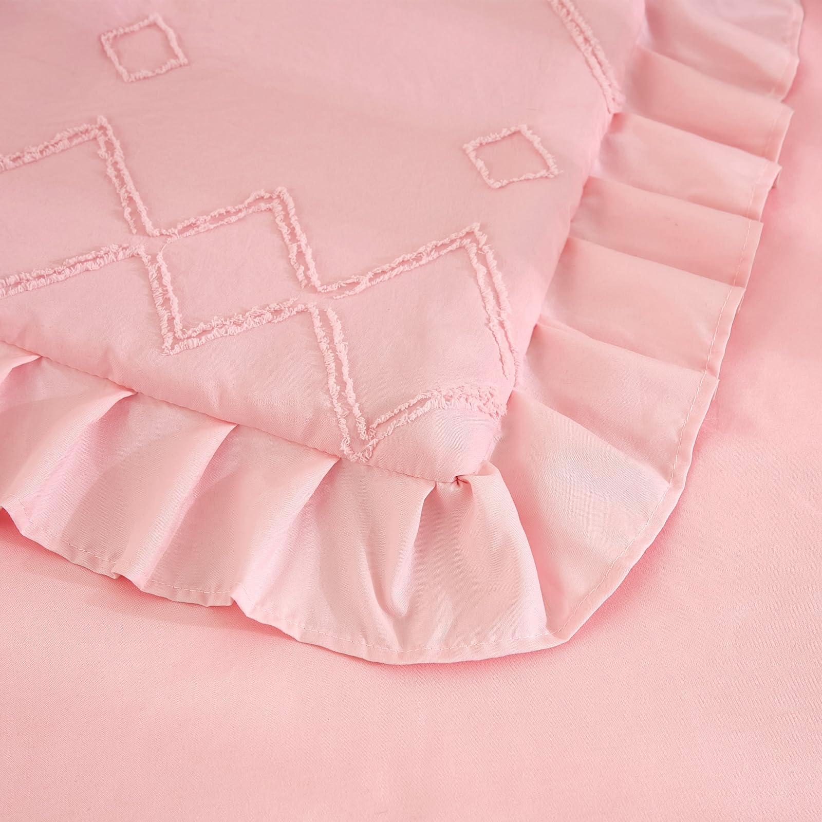 Juego de ropa de cama de 3 piezas para cuna de niñas y niños, juego de ropa de cama suave y lindo que incluye edredón bohemio para cuna, sábana de cuna y falda de cuna (rosa)