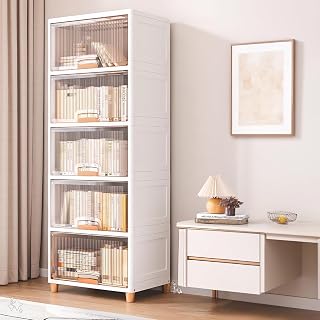 Mevigo 5- Tier Kids Toy Storage Organizer with Door & Stand| Foldable Plastic Cabinet for Baby Clothes, Books & Playroom|S... Price In India