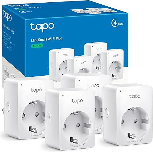 Tapo P100 (4 Packs) - Mini Wi-Fi Smart Plug, Optimal for Scheduling On/Off and Saving Energy, No Hub Needed, Compatible with Alexa and Google Home