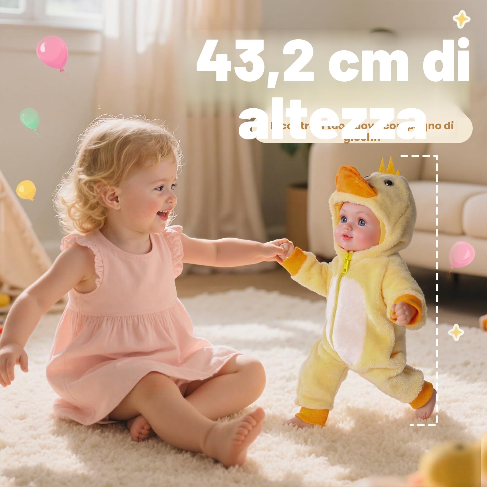 BABESIDE Bambole Bambina 43cm Arti in Vinile Realistici Corpo Morbido