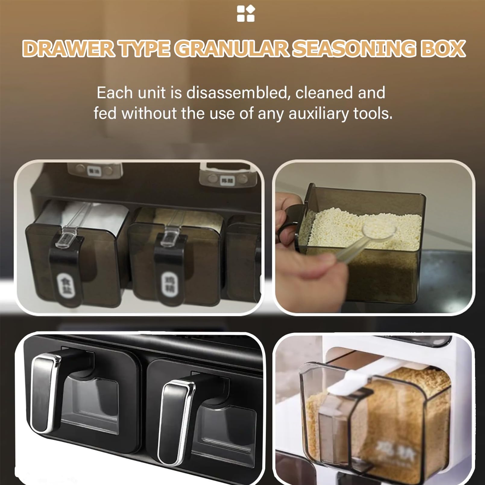 Organizer na przyprawy – montowany na ścianie akrylowy pojemnik na przyprawy z wysuwaną konstrukcją i słoikiem na olej do szuflad szafek i blatu, 2500 ml, 38 x 31 x 11,8 cm