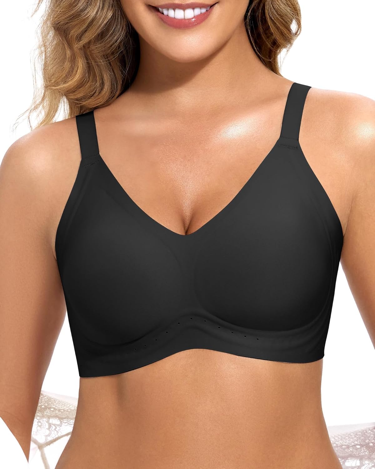 Seamless Full Coverage Bras No Underwire with 53 Air Vents Cool Comfort Invisible Support for Everyday Wear