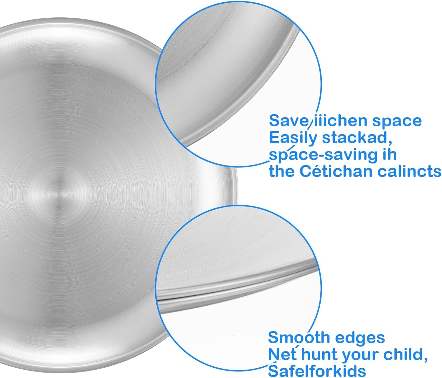 10Pcs Stainless Steel Dinner Plates, 10" Round Salad Plates, Serving Plate for Home Kichten, Outdoor Camping, Snack, Pizza and BBQ