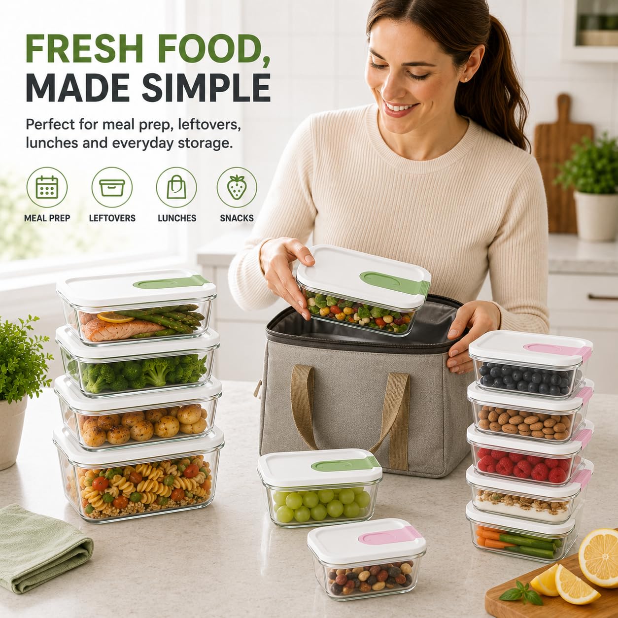 GENICOOK Recipientes de cristal