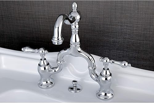 Miniatura 2 de Kingston Brass KS7971AL - Grifo de baño con puente de campo inglés, alcance de boquilla de 4-1116 pulgadas, cromo pulido