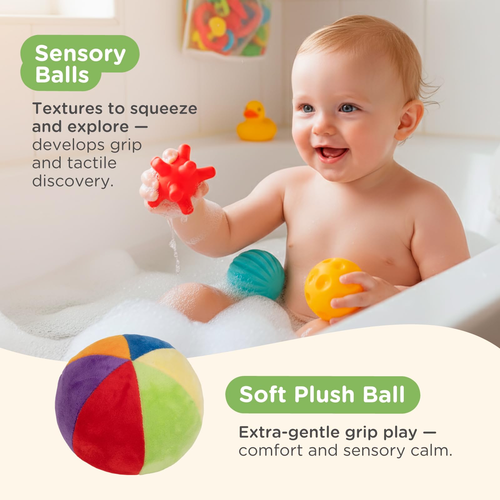 Nene Toys Montessori 0–6 Mies. – 7-w-1 Sensoryczny Zestaw dla Niemowląt z Książeczką Kontrastową, Bębenkiem, Chusteczkami, Piłkami, Gryzakiem i Grzechotką – Prezent dla Noworodka