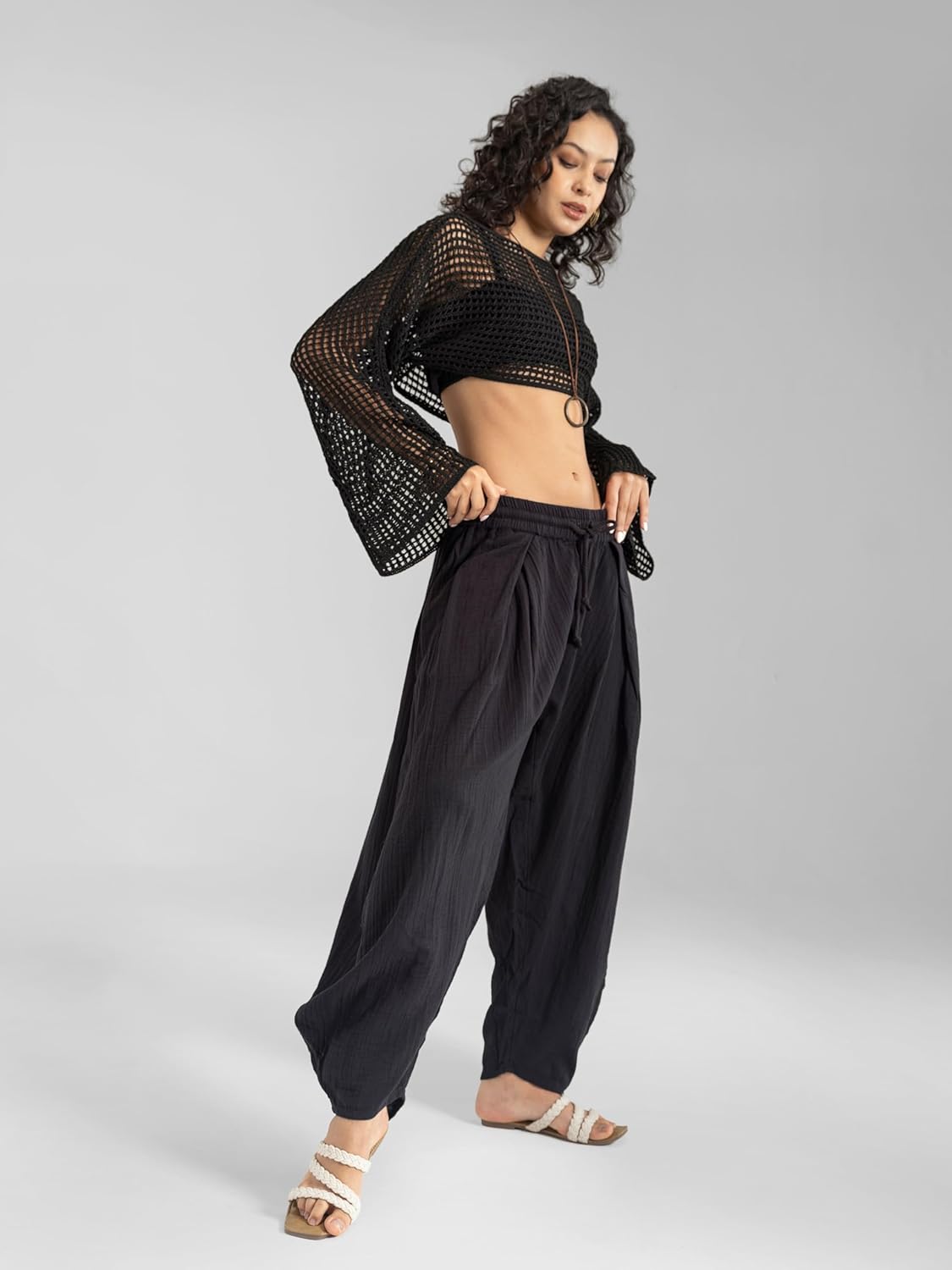 The Veshti Company Women's Bangkok Barrel Harem Pants | Cotton Boho Joggers - Yoga, Dance, Travel & Lounge - Image 6