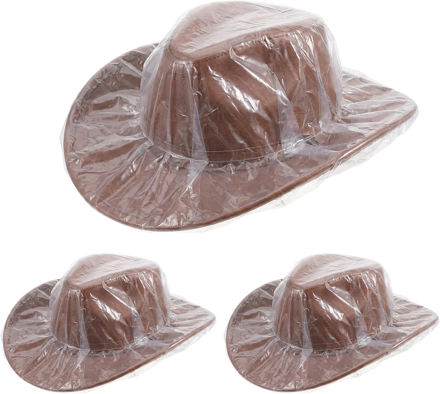 3PCS Hat Protector, Clear Cowboy Hat Protector, Unisex Cowboy Hat Covers for Dust, Rainproof and Dustproof, Easy to Store