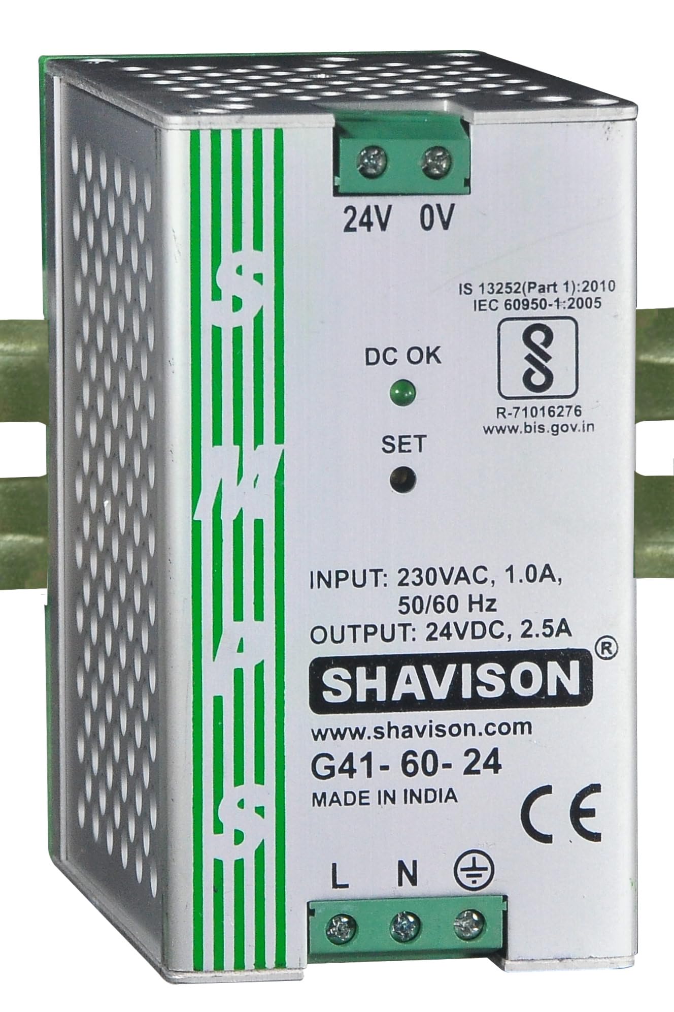 Shavison SMPS G41-60-24, CE & BIS Certified, Industrial Grade, I/P: 185~270VAC, O/P: 24VDC, 2.5A, DIN Rail Mount-picture-32