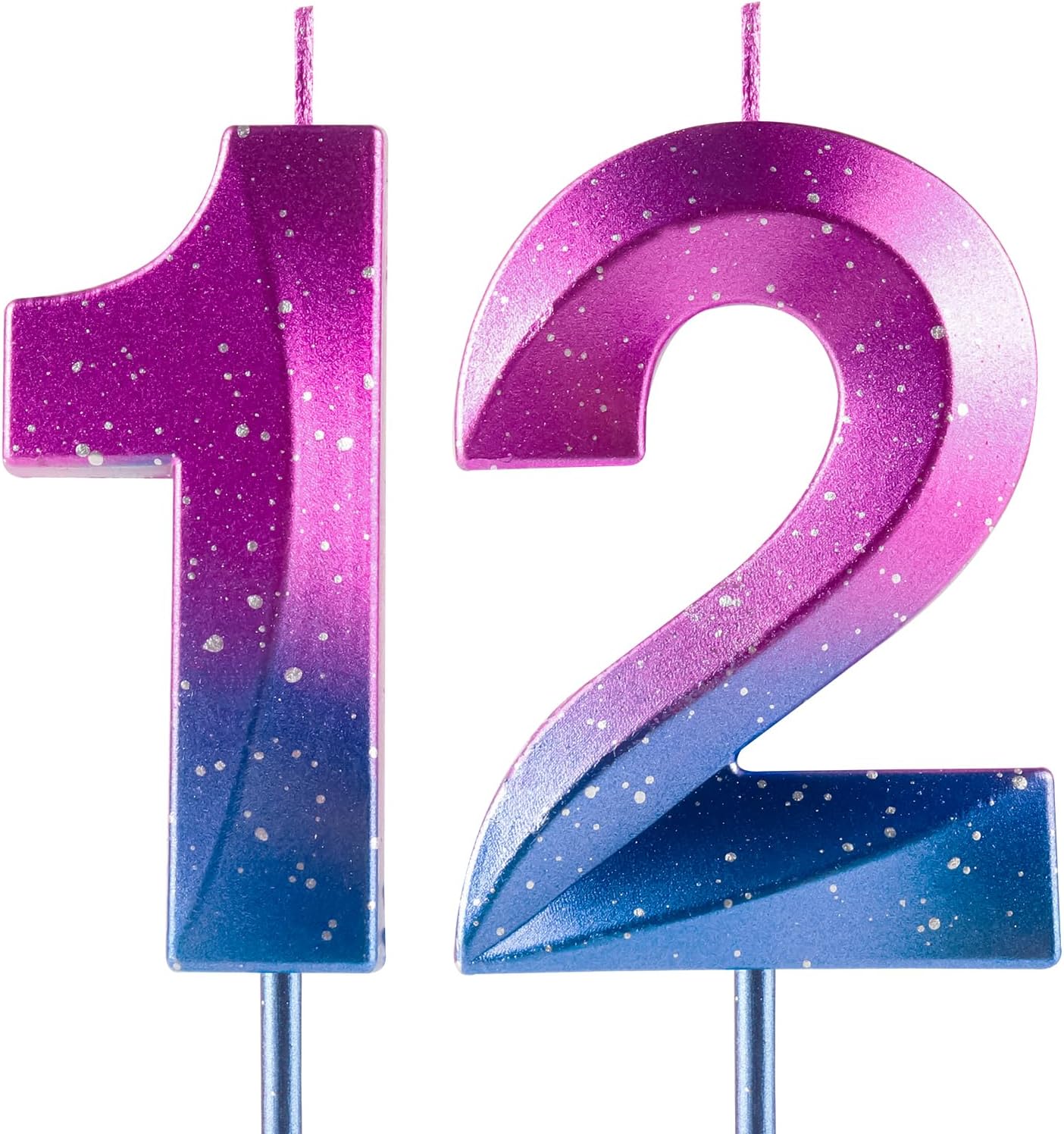 Number 8 Candles 8th Birthday Galaxy Gradient Happy Birthday Purple Blue Gradient Candle Premium Wax & 3D Diamond Design Cake Topper Decorations for Birthday Party Anniversary Celebration Supplie