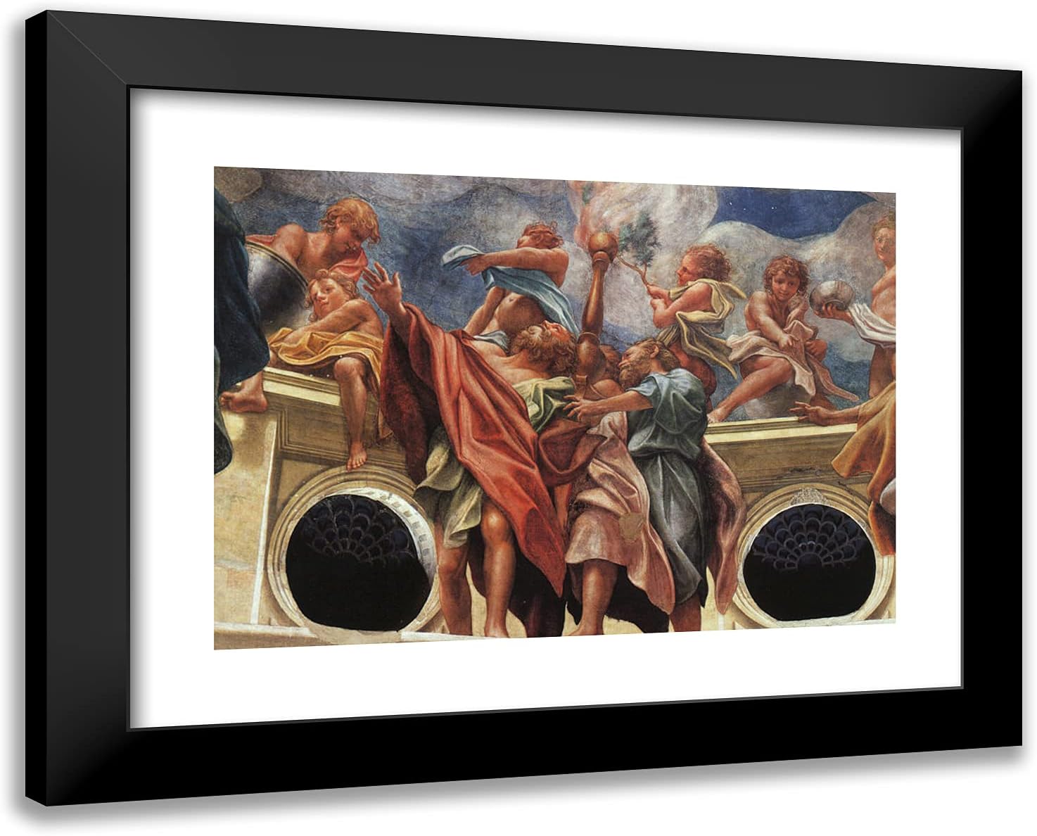 ArtDirect Correggio 24x19 Gold Ornate Framed Art Print with Double Matting Titled: Assumption of the Virgin Detail of the Apostles