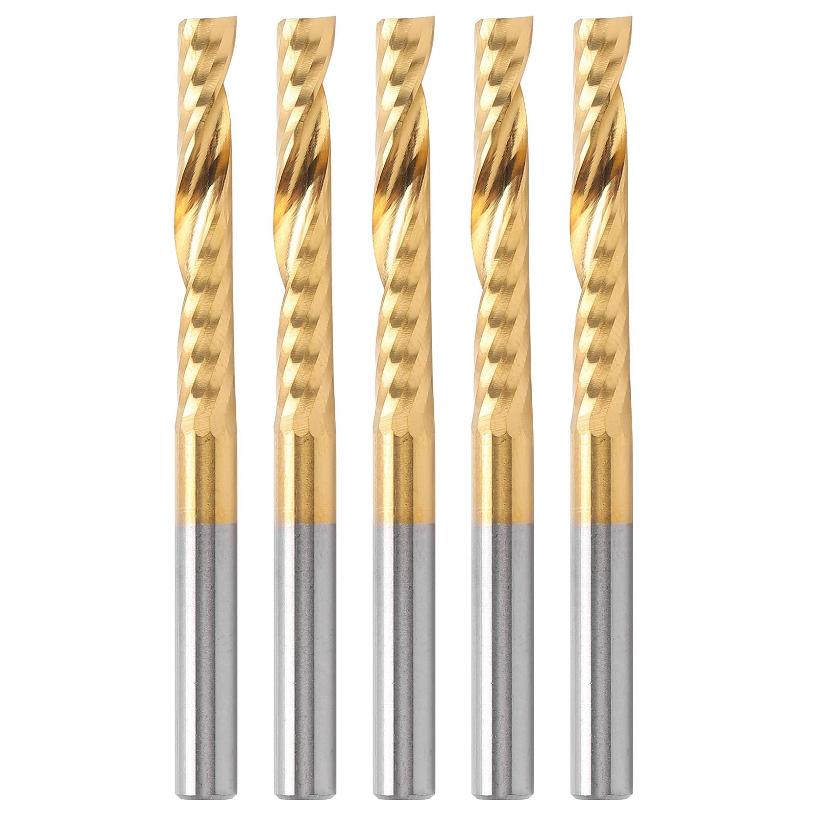 5 fresas de extremo recubiertas, fresas CNC de acero de alta velocidad, fresas en espiral de 1 flauta para aluminio, cobre, latón, metalurgia, 4 mm de diámetro, 22 mm, 50 mm