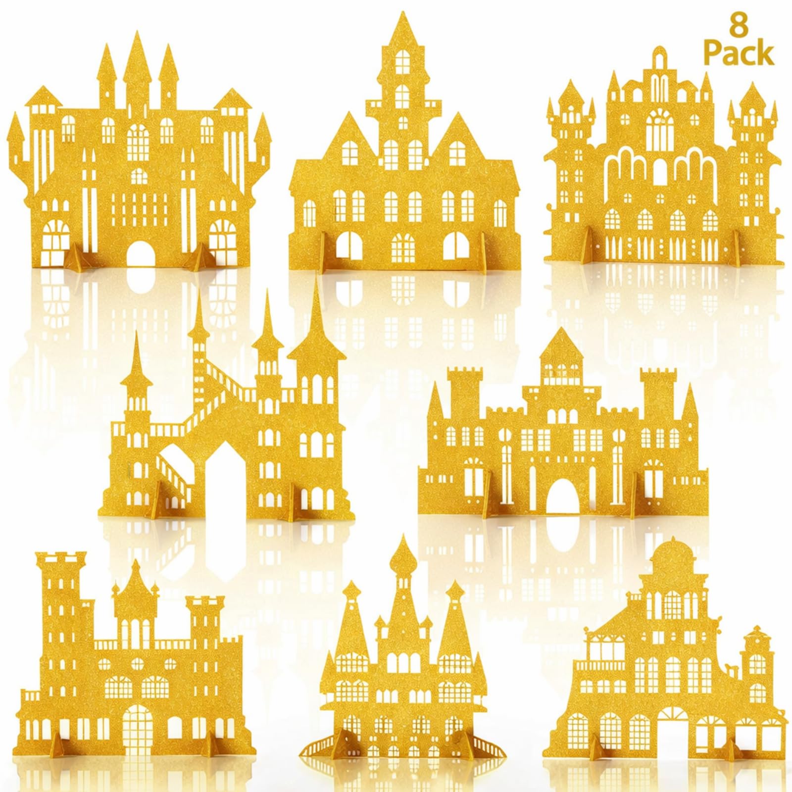 Amazon.com: Tenare 8 Pieces Castle Table Centerpiece Gold Glitter