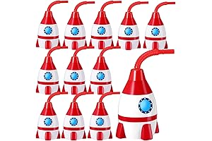 Universe Themed Party Favor Gift Supplies Rocket Cups with Straws, 12 Set