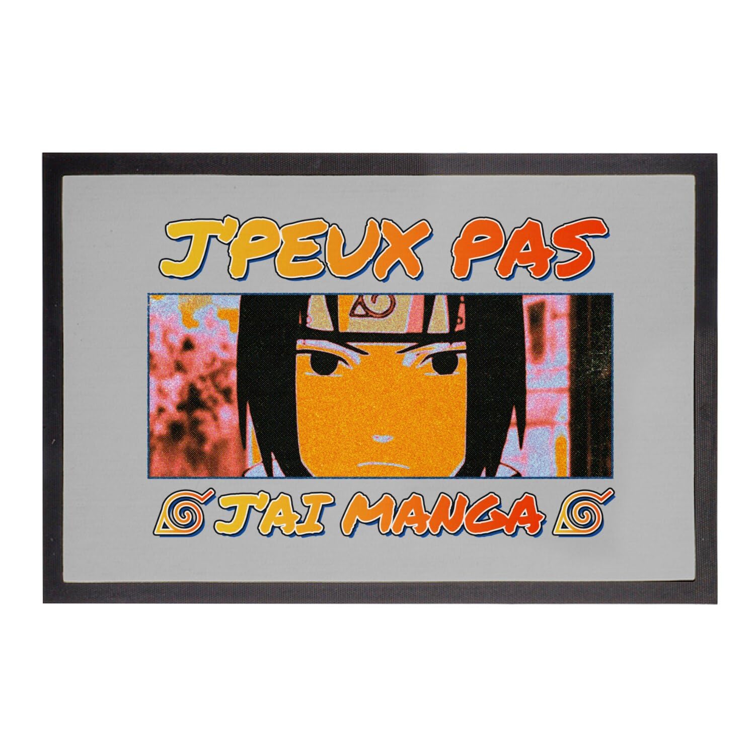 Paillasson Sasuke Fanart Gris - Tapis Antipoussière Manga Anime 60x40