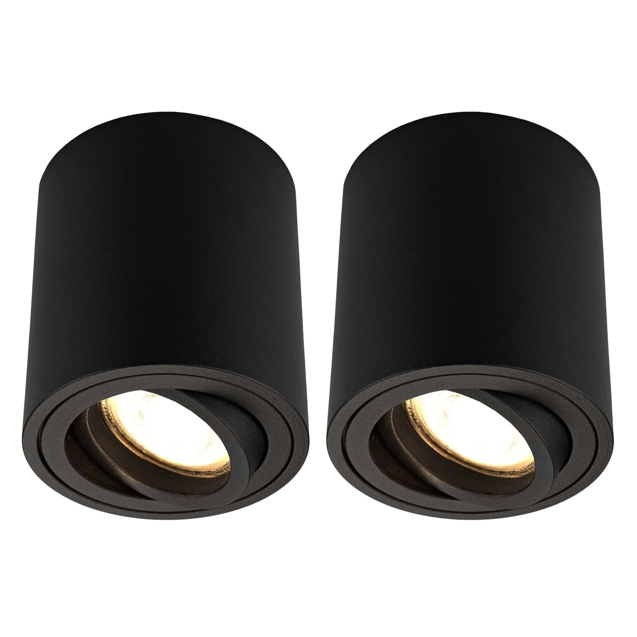 Ledvion - 2X LED Spotlightss Dimmable, 5W, 2700K, Black, Ceiling Light