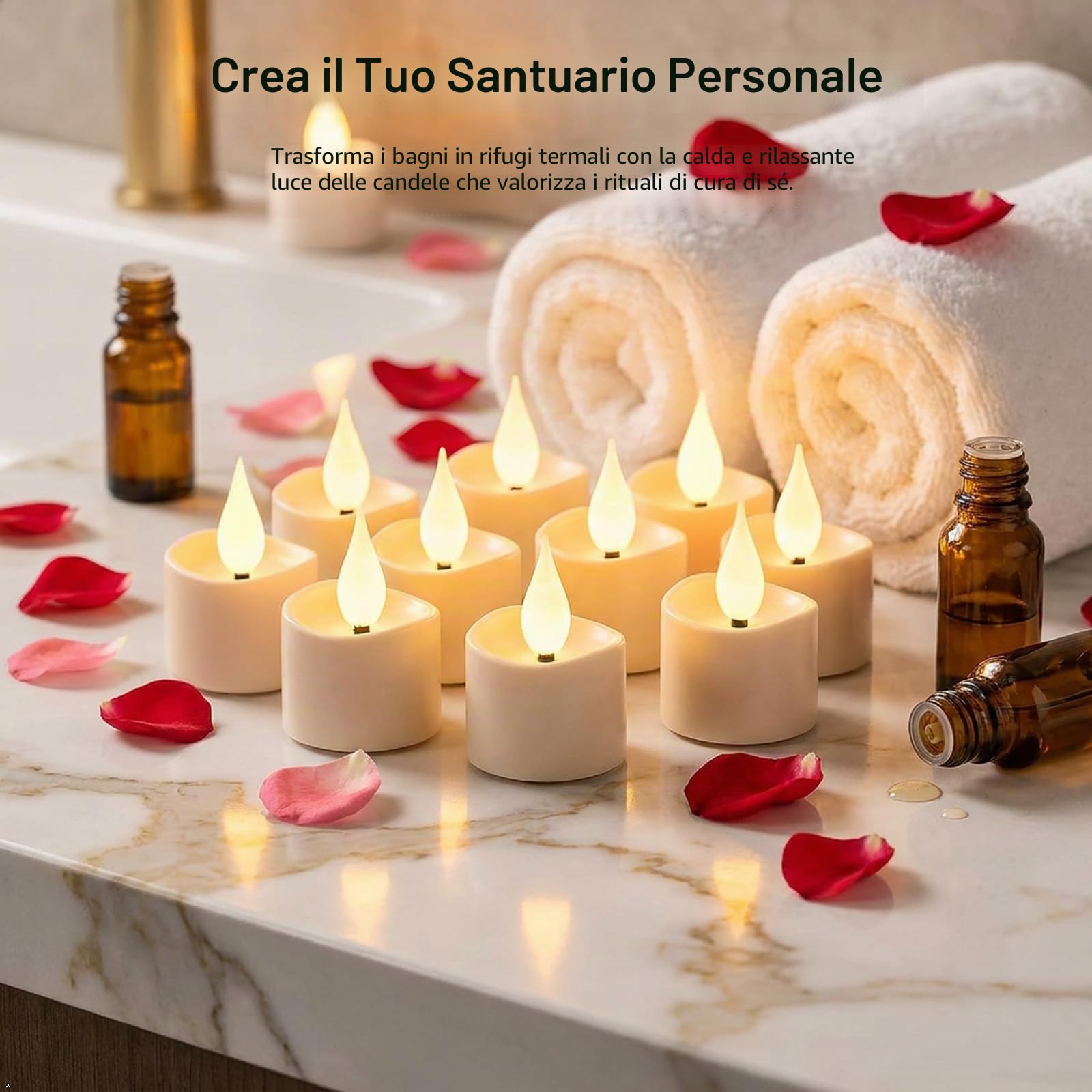 Candele LED Senza Fiamma Ricaricabili con Telecomando,Confezione da 12