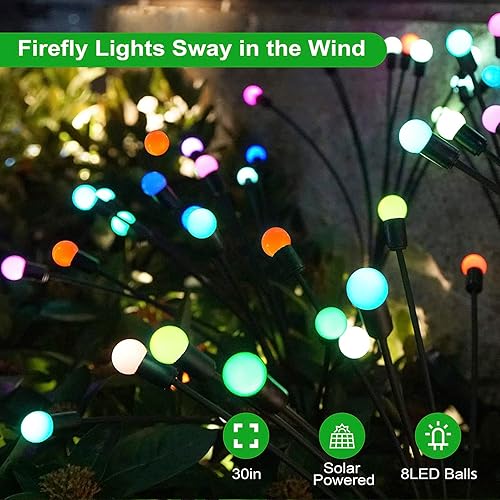 Miniatura 6 de Luces solares impermeables al aire libre, luces solares de jardín oscilantes, luces de luciérnaga decorativas para exteriores, luces de patio, luces