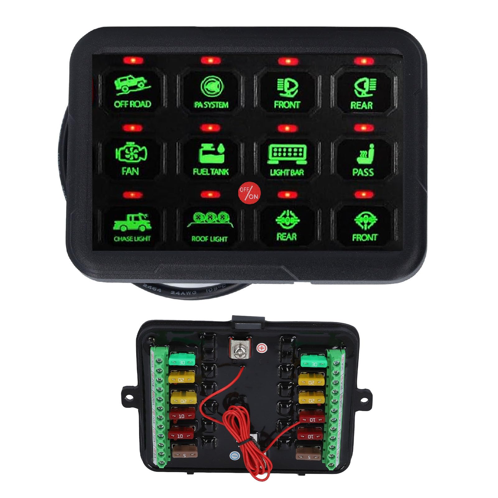 12 Przycisków Panel Przełącznika, 12 Panel Gange Panelu Momentu Przekaźnikowego Przekaźnika System Przekaźnika Offroad Light Pasel dla łodzi Samochodowej, Wielofunkcyjny