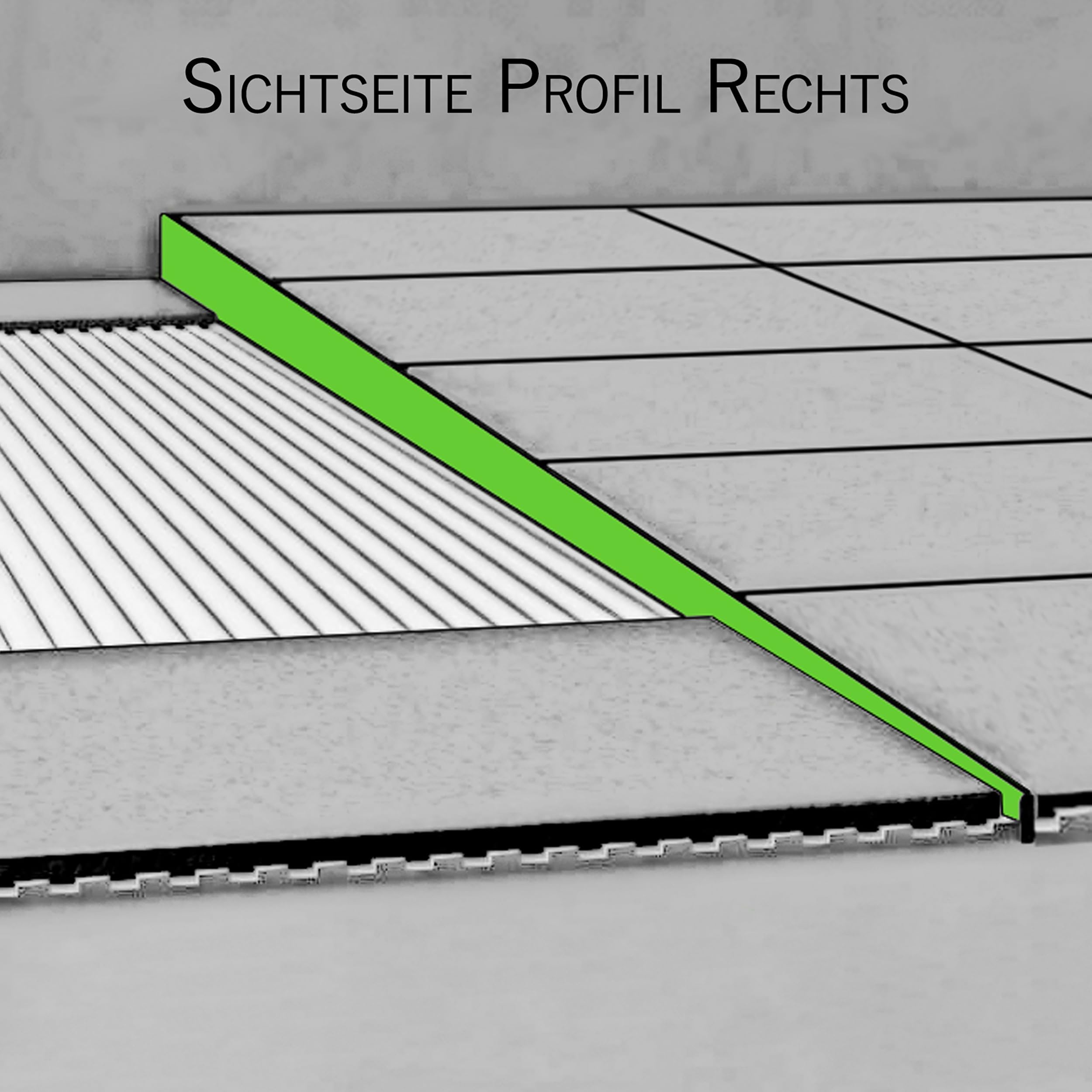 Dusch-, Keil-Profil Gefälleprofil begehbare Dusche gebürstet 10mm Rechts 100cm