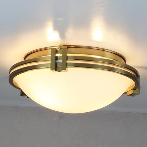 Miniatura 7 de Moderna lámpara de techo de montaje empotrado dorada de 12 pulgadas, lámpara de techo de vidrio de leche, lámpara de techo de latón de mediados de