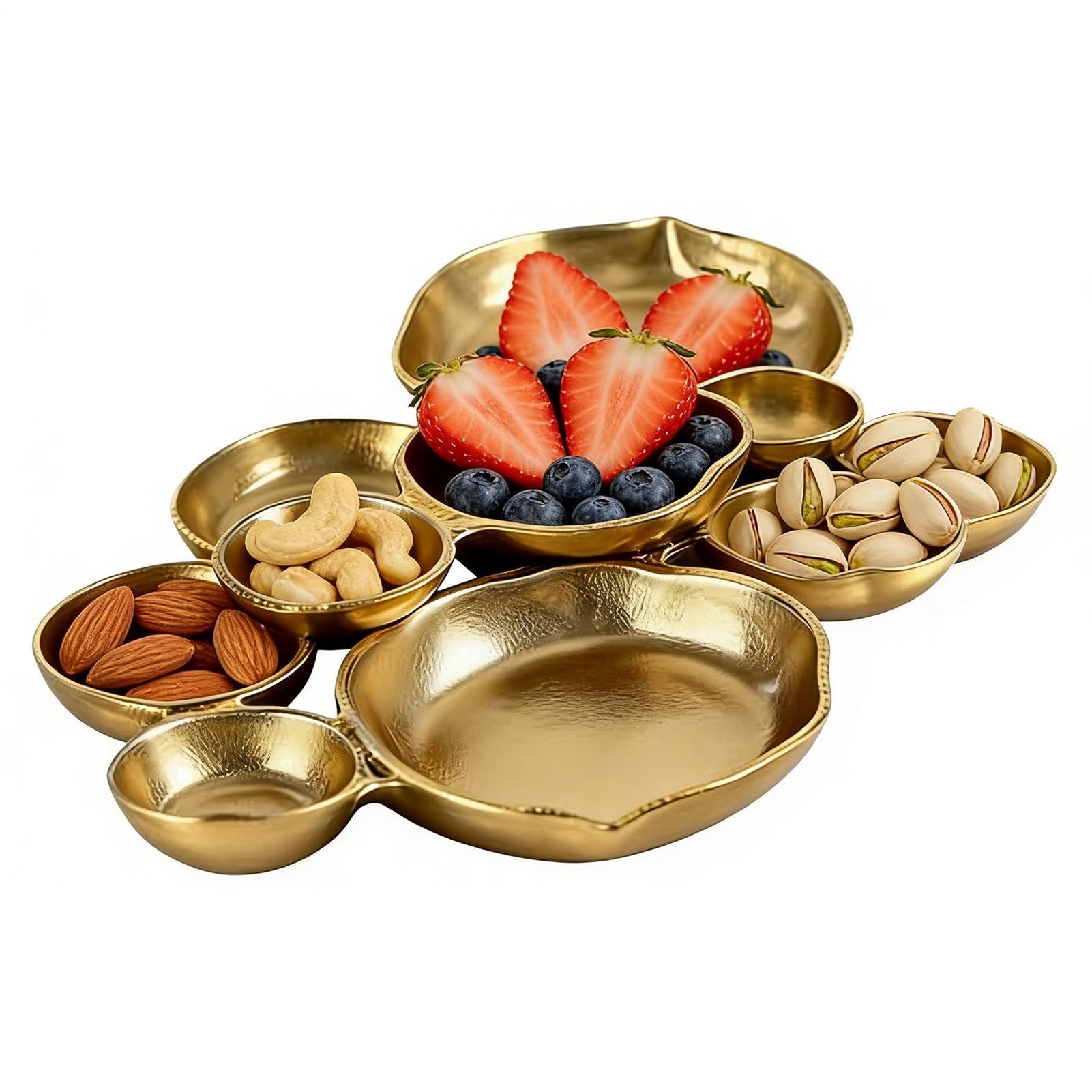 Plato de servir Cluster - Plato de presentación de varios niveles en estilo vintage, placa de servir en racimo de oro - Para ensalada de frutas, pasta, postre, platos fríos