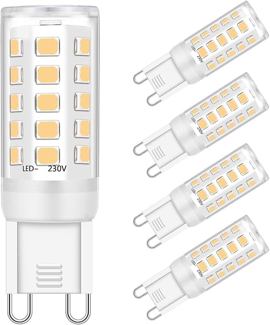 Brantoo G9 LED light Bulbs Dimmable 3W Natural White 4000K Equivalent to 25W 28W 33W 40W Halogen Bulbs, 385LM, AC 220-240V, No Flicker, G9 Bi-pin Energy Saving Bulbs for Crystal Ceiling Lights, 5 Pack