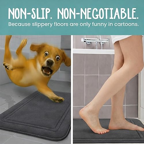 Miniatura 4 de ITSOFT - Tapete de baño de espuma viscoelástica, antideslizante, absorbente, muy acogedor; de terciopelo, lavable en lavadora, 31 x 20 pulgadas