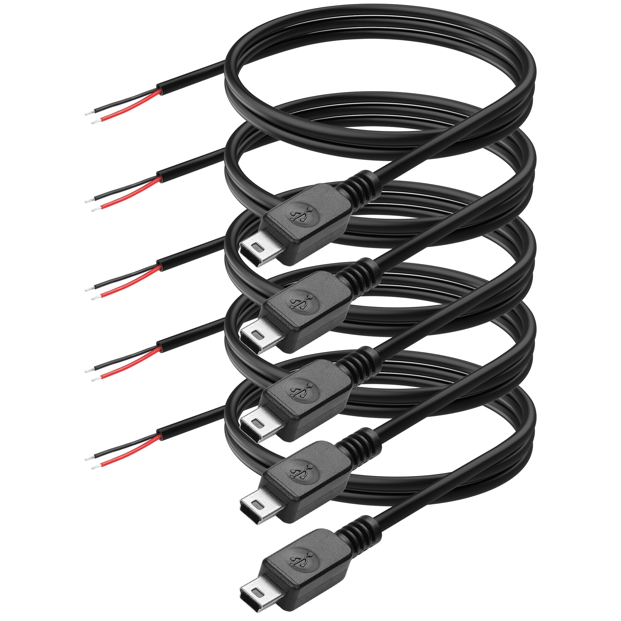 YAODHAOD Mini USB Auf Blankes Kabel – 5 Stück, 1m, 22/24 AWG, Für DIY, Reparatur & Ladegeräte