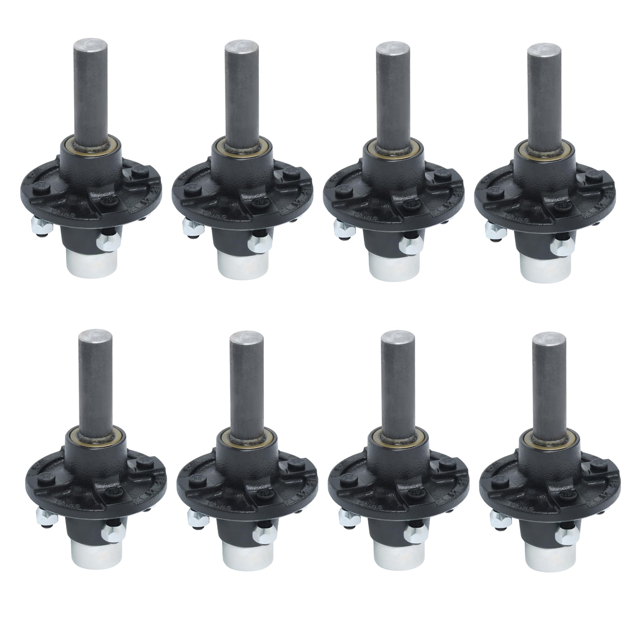 Thomletha 8 Sets Pre-Assembled and Pre-Greased 4 on 4 Trailer Hub Kit and 1 Round BT8 Spindle