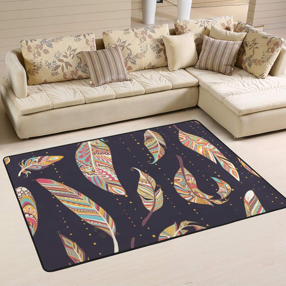 Tapis ethnique facile à nettoyer pour salon dynamique et salle à manger