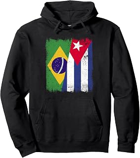 Brazil Cuba Half Flag Brazilian Cuban Heritage Pullover Hoodie