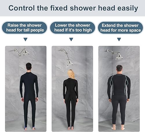 Vista 54 de BRIGHT SHOWERS Extensor de brazo de ducha de latón para lluvia y cabezal de ducha de mano, brazo de extensión universal de 5 pulgadas, altura y Cromo