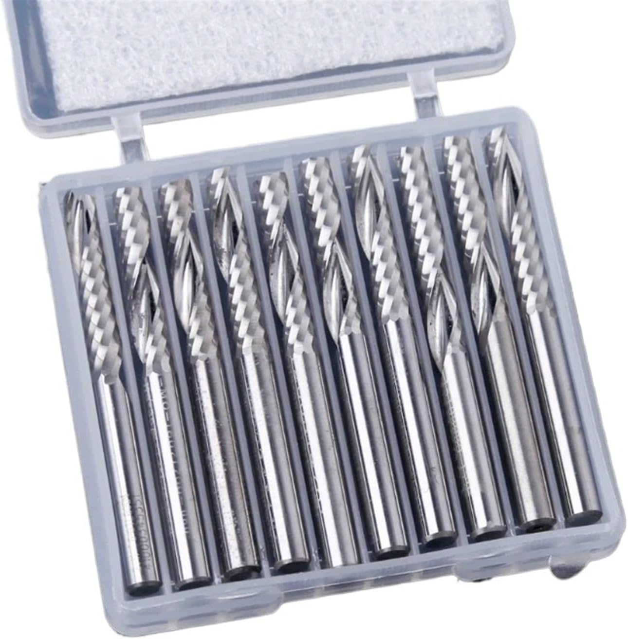 10pcs Solid Carbide Single Flute End Mill Router Bits 4mm Shank O Flute Carbide Spiral End Mill Cutter 22mm CEL CNC Engraving Tools