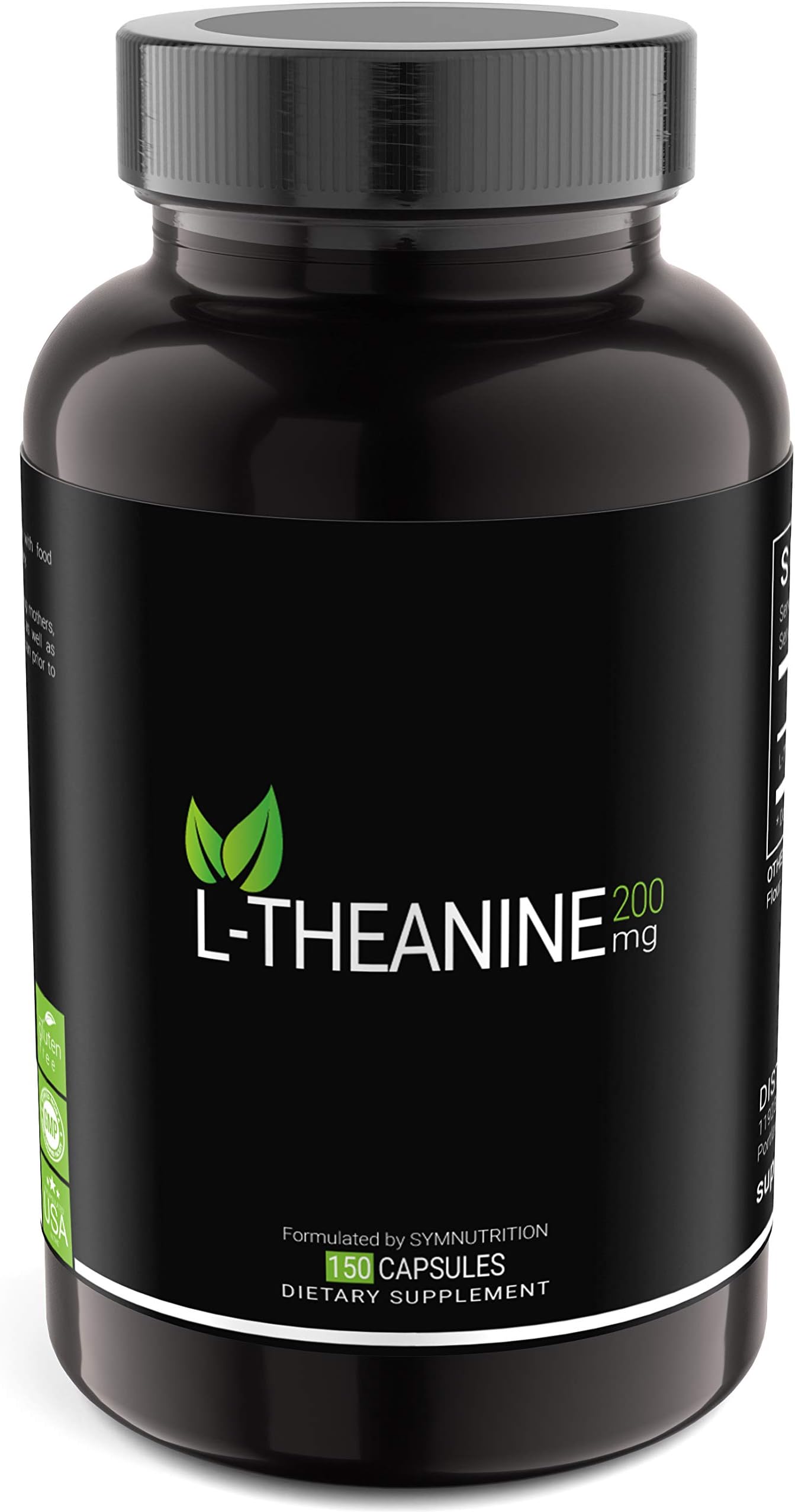 L-Theanine 200mg โ 150 Count (V-Capsules) / 150 Servings Manufactured in a cGMP-Registered Facility in USA; Non-GMO, Vegan & Gluten Free