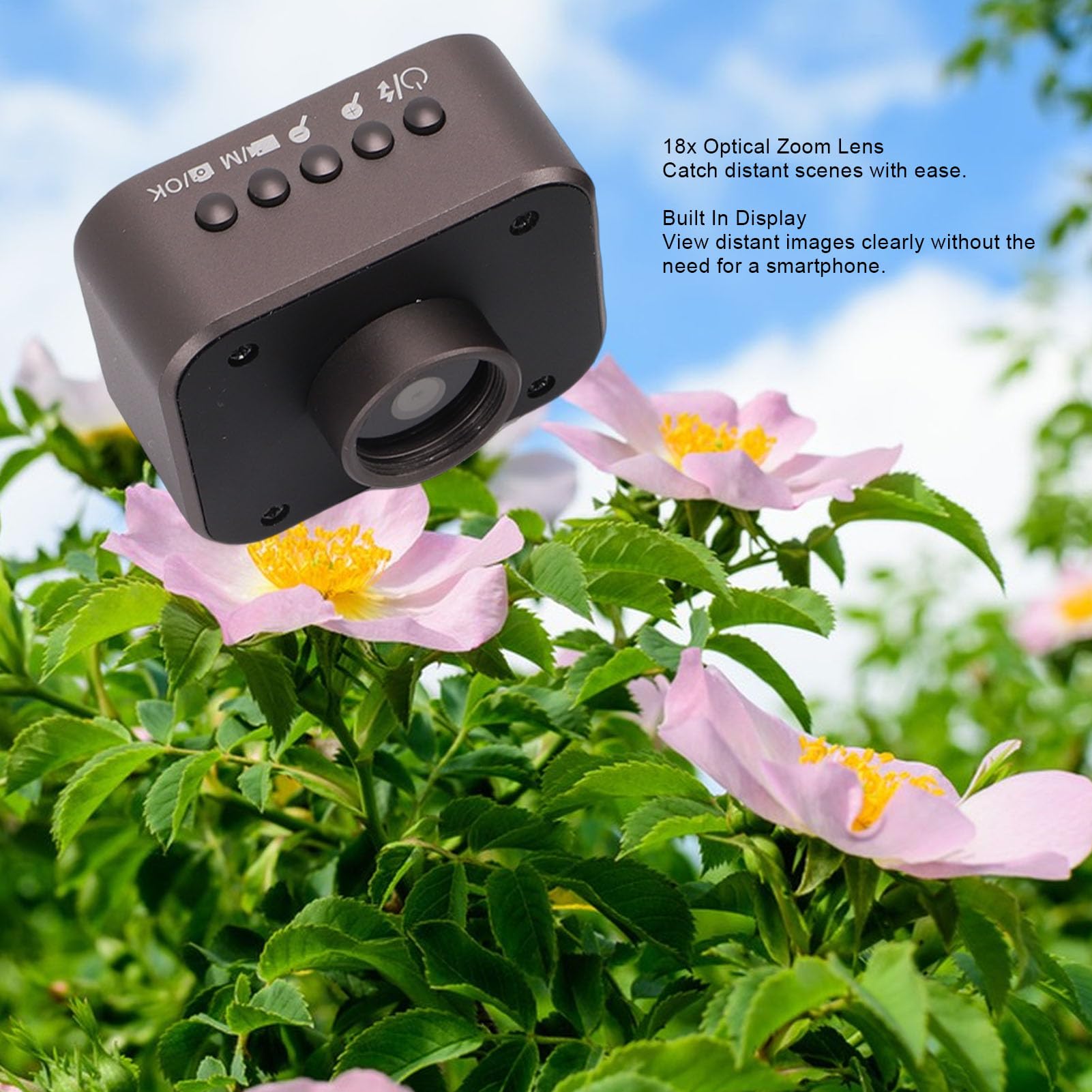 Tosuny Cámara Digital Monocular con Zoom de 18x y Pantalla Incorporada, Mini Cámara Compacta para Conciertos, Observación de Aves, Viajes y Aventuras Al Aire Libre
