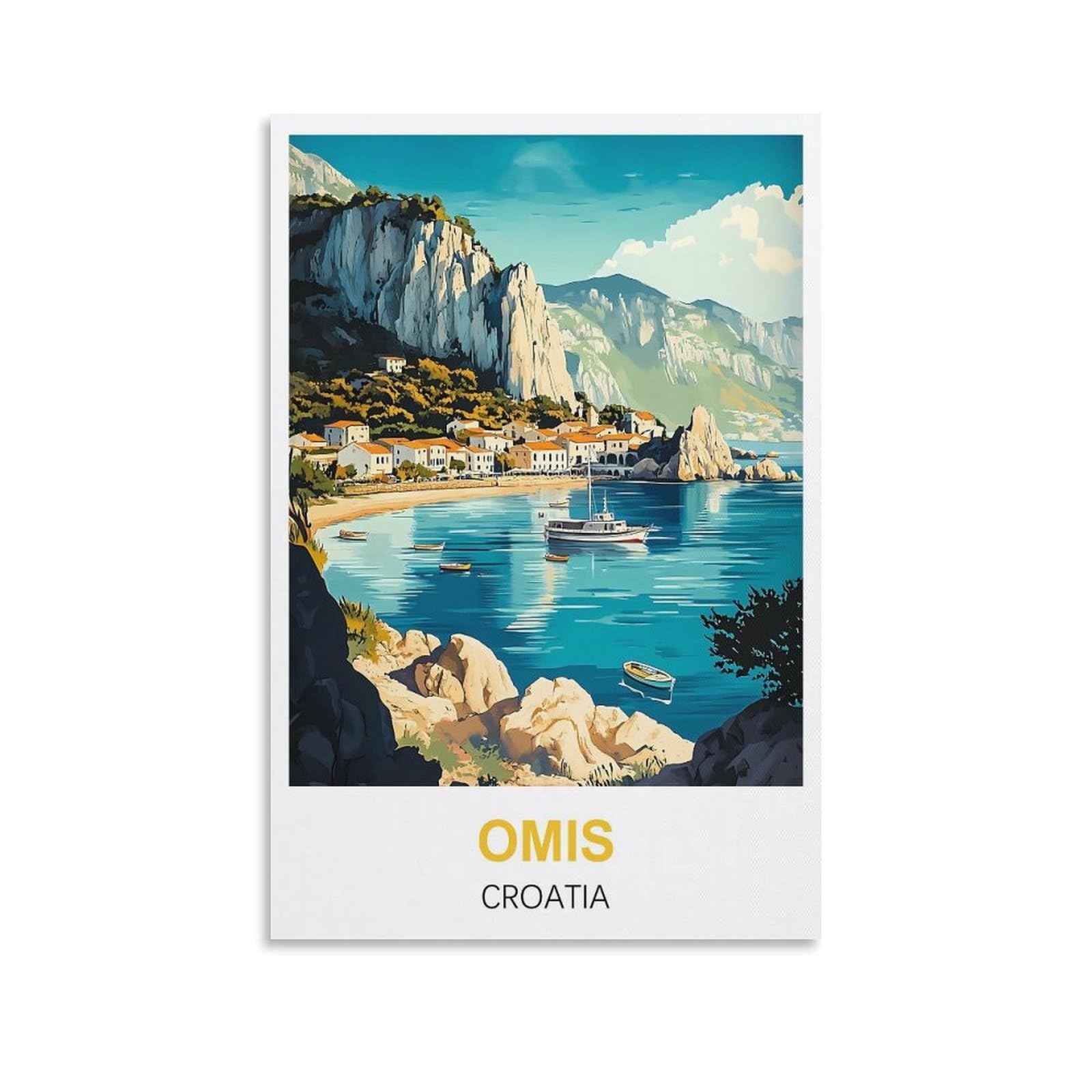 EZMLFA Diamond Painting Art Kits,Omis Croatia,5D Diamond Painting Kit for Adults Beginners, DIY Full Round Drill Gem Art Kits for Home Decor 50x60cm