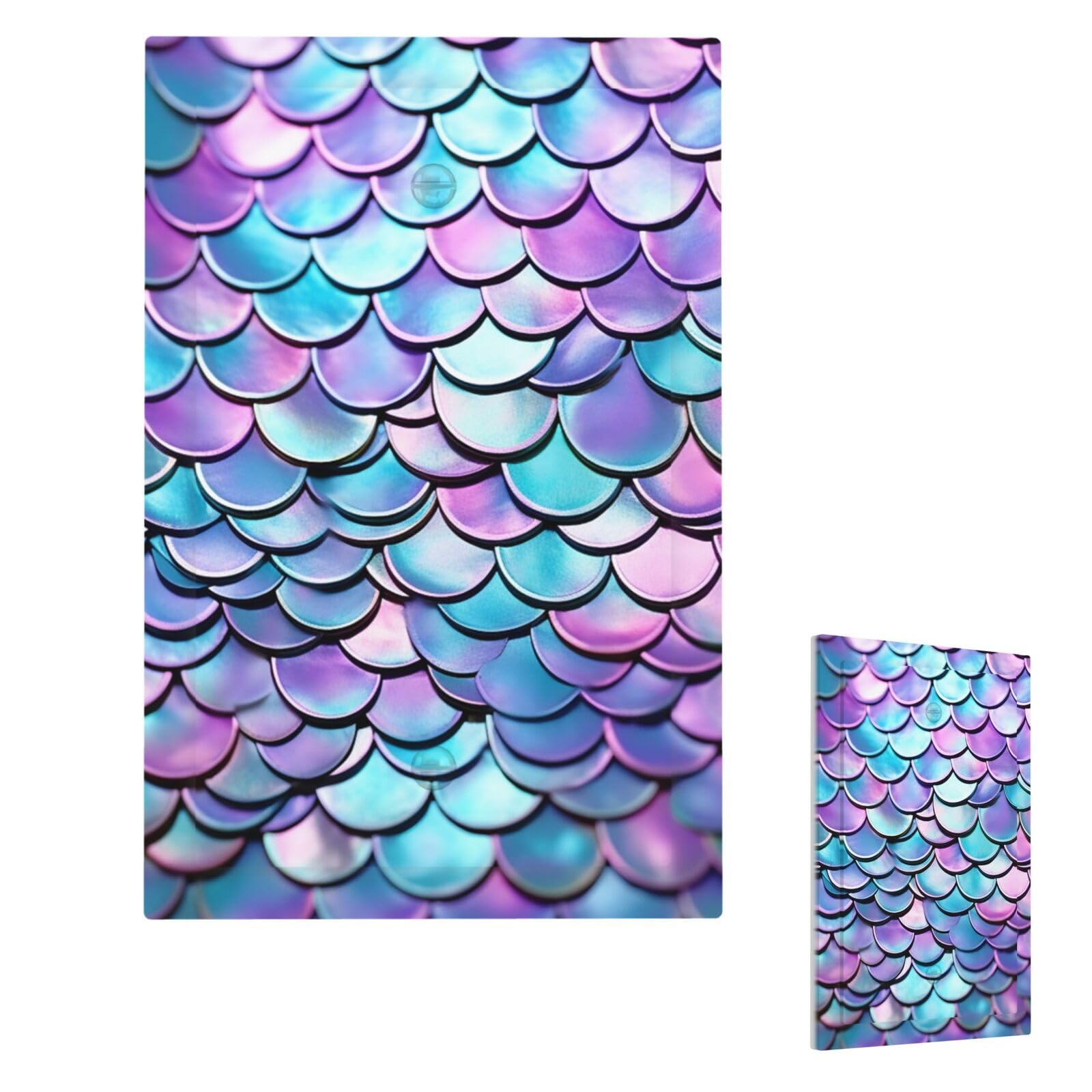 Watercolor Mermaid Wall Plate Cover Single Blank, Modern Decorative Light Switch Cover Unbreakable Receptacle Outlet Covers for Living Room Bedroom Decor