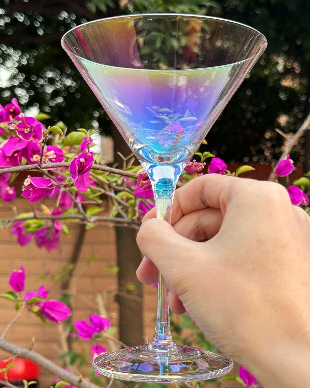 Iridescent Martini Glasses Set of 4-9 oz, Handmade Premium Crystal Cocktail Glasses, Martini, Cosmopolitan, Manhattan, Gimlet, Pisco Sour, Christmas Gifts for Men Women, Iridescent