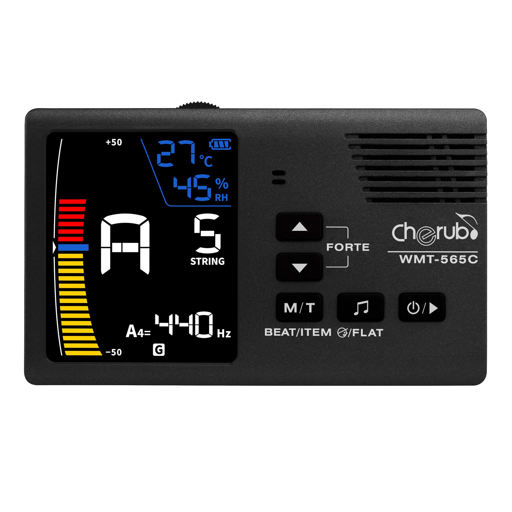 Cherub WMT-565C Rechargeable Metronome, String Instrument Tuner, Metro-Tuner, Tone Generator, Real-time Temperature and Humidity Monitoring