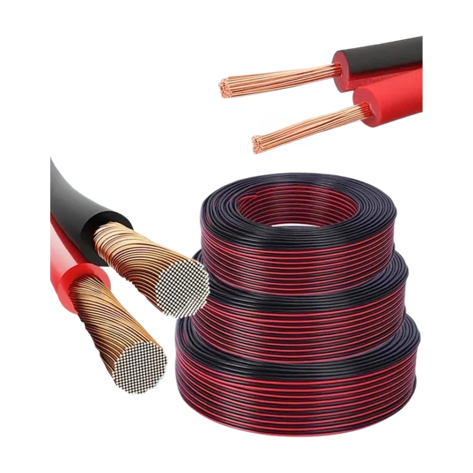Elektrokabel 5/10 m B, 2 Leitungen, 12, 14, 16, 18, 20, 22 AWG, PVC, LED (Rot und Schwarz; 10 Meter; 16 AWG 1,0 mm²)