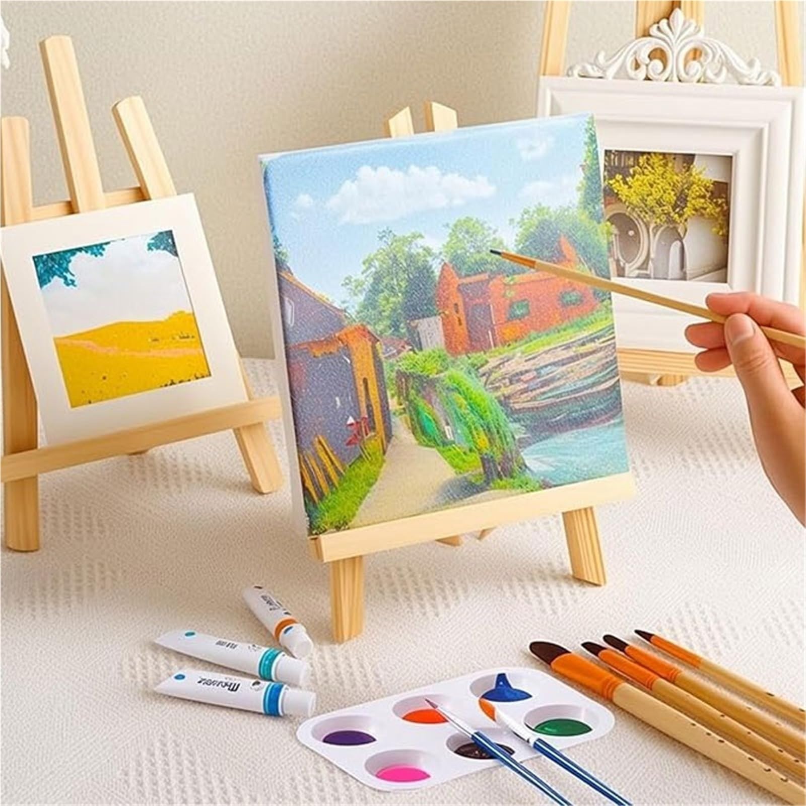 Paleta De PláStico Paleta de Lienzo Rectangular Acuarela plástico Blanco 6 cuadrículas (2/8/15/20) for Fiestas Pintura y Manualidades para Mezclar Colores(8pcs)