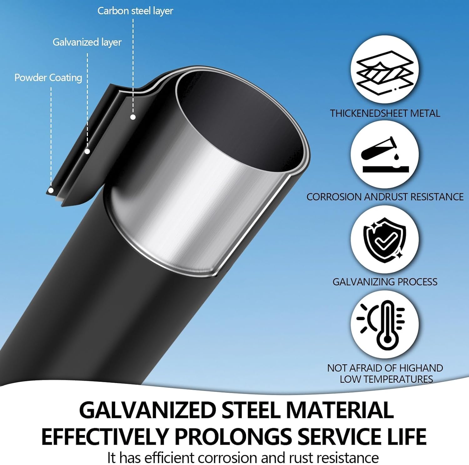 16 Ft Tall Street Light Pole, Solar Street Lamp Post Fixture, Adjustable Heavy Duty Metal Street Llight Fixture for Outdoor Lights, with Mounting Rebar Cage Base Accessory for Parking Lot, Walkway