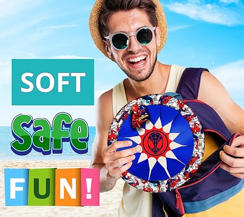 Miniatura 2 de JA-RU Marvel - Disco de lanzamiento de frisbee suave y seguro de 12 pulgadas (1 disco Spiderman) Spiderman Hulk &amp; Iron Man - Discos voladores para