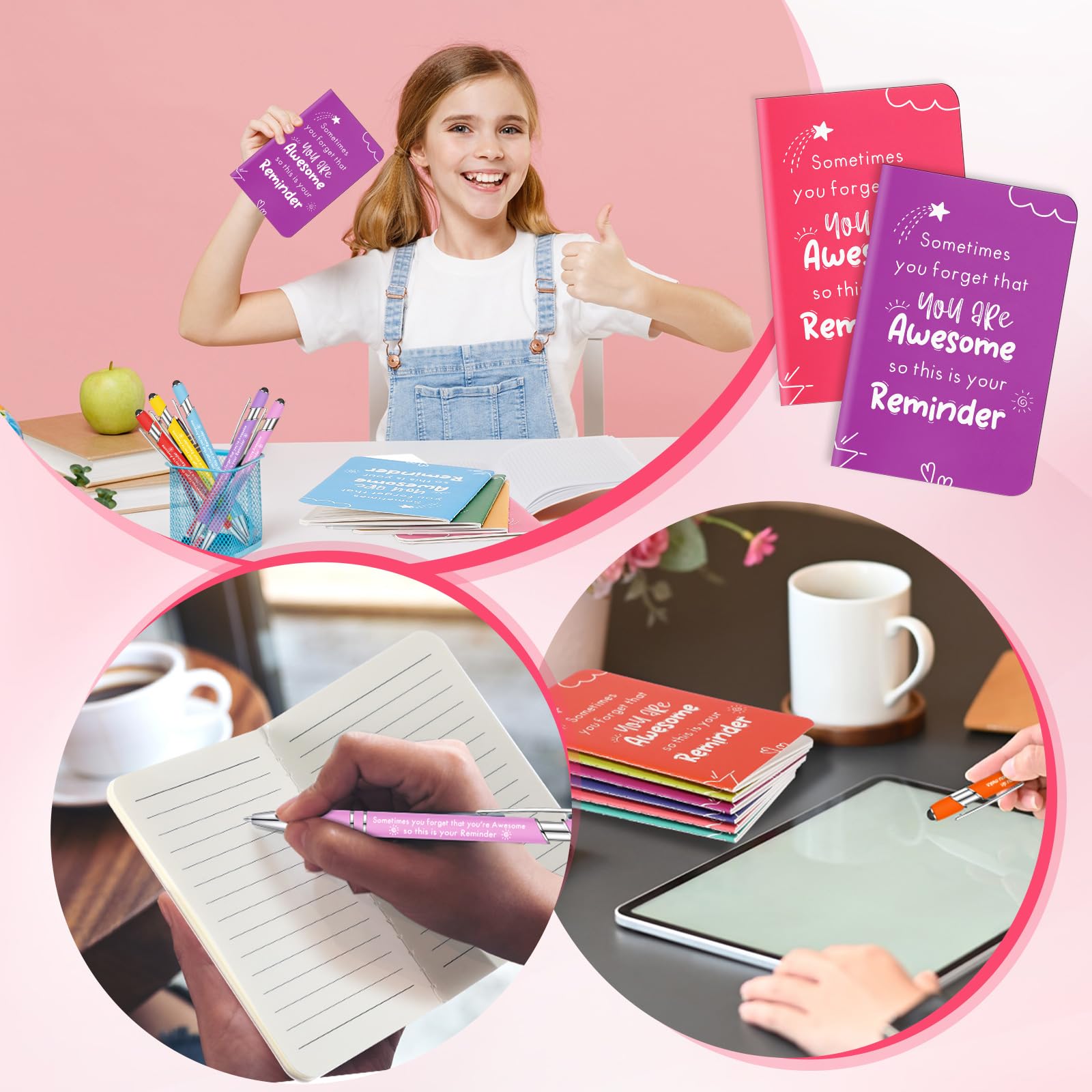 Set Regalo Ringraziamento Tenare - 12 Quadernini E 12 Penne Con Frasi Motivazionali, Colorati - Foto 8