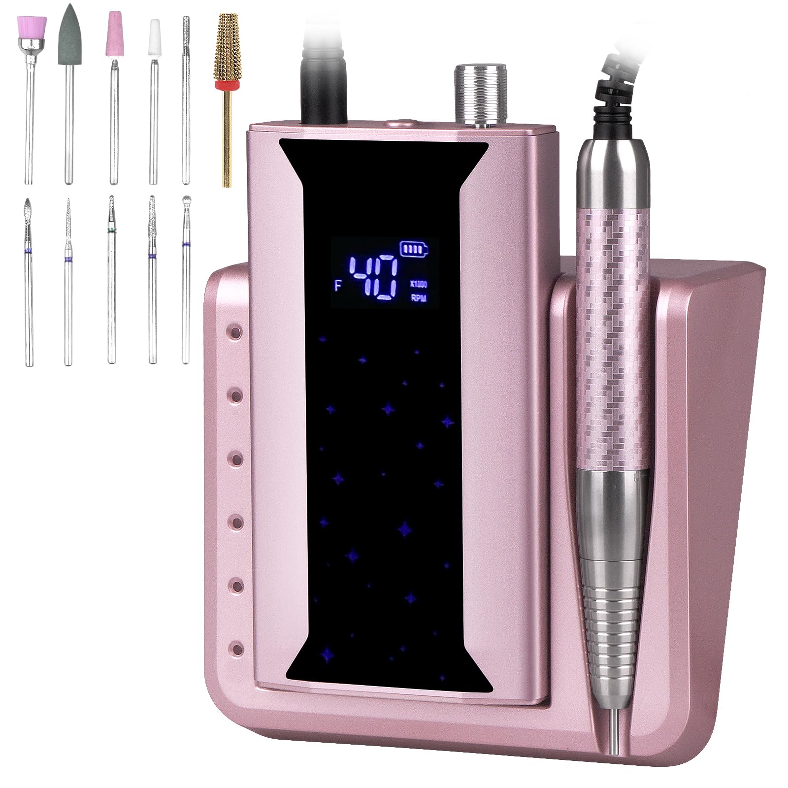 Professional Brushless Nail Drill, AZ GOGO 85W Cordless Electric Nail File 40000RPM Rechargeable Portable Nail Drill Machine for Gel/Acrylic Nails Salon Level