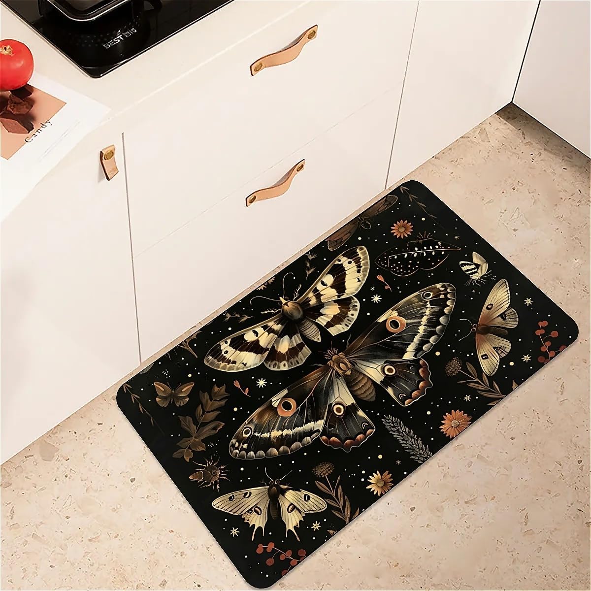 Diatomaceous Earth Bath Mat,Moths and Butterflies- Non-Slip Volume Super Absorbent Fast Drying Eco-Friendly Easy to Clean for Bathroom Kitchen Door mat 16×24Inch (40 * 60cm)